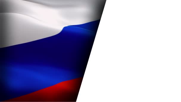 俄罗斯国旗视频在风力梯度背景下挥动为文字 现实的俄罗斯国徽背景 俄罗斯国旗环路布景图片 俄罗斯克里姆林宫国家国旗视频为电影 — 图库视频影像