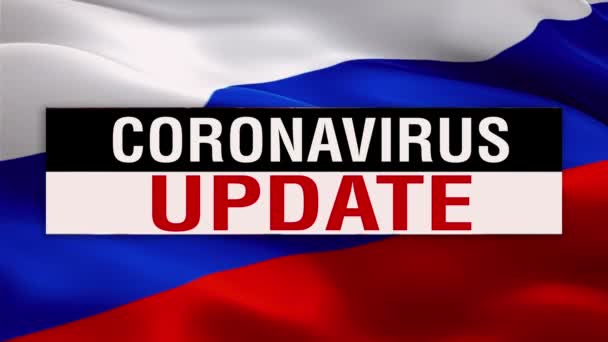 Rusia Mengibarkan Bendera Dengan Teks Coronavirus Coronavirus Hazard Infection Russian — Stok Video