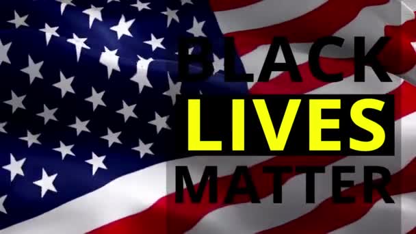 黒が重要 アメリカ国旗の背景 ブラックライフ物質反乱 黒人は黒人の生活をしている Blm反乱 警察の残虐行為の事件に対する動き — ストック動画