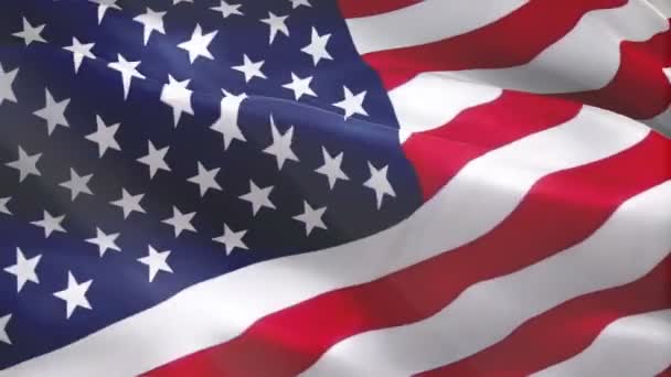 Usa Viftar Flagga Video Lutning Bakgrund Amerikansk Flagga Blåser Nära — Stockvideo