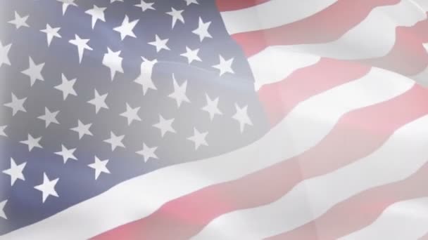 Wideo Powiewającą Flagą Stany Zjednoczone Ameryki Falujące Tle Gradientu Wideo — Wideo stockowe