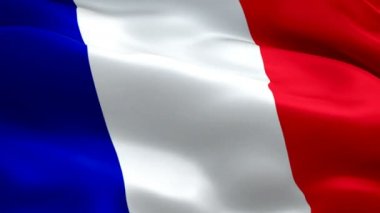 Fransa bayrağı sallıyor. Ulusal 3D Fransız bayrağı dalgalanıyor. Fransa Paris 'in kusursuz döngü animasyonunun işareti. Fransız bayrağı HD çözünürlük arka planı. Fransız bayrağı 1080p Tam HD sunum videosu