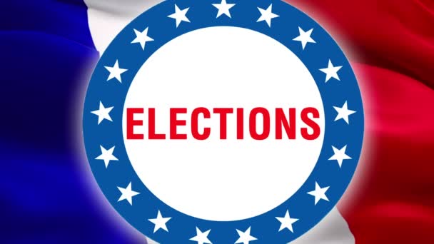 Texto Eleições Bandeira Presidente Francês Acenando Imagens Vídeo Vento Full — Vídeo de Stock