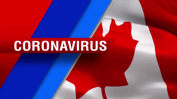 Corona Virus Text Kanadensiska Flaggan Toronto Viftar Vind Videofilmer Full — Stockvideo