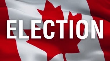 Kanada bayrağındaki seçim metni rüzgâr videosu Full HD ile dalgalanıyor. Kanada Başbakanlık Seçimleri için Bayrak. Kanada Bayrak Döngüsü Kapanışı. Kanada Kuzey Amerika ülkesi Full HD bayrağını çekti