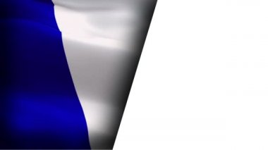 Rüzgarda sallanan Fransız bayrağı videosu mesaj için arka planda yarım beyaz. Gerçekçi Fransız Paris Bayrağı geçmişi. France Flag Looping kapanış sahnesi. Fransa Avrupa ülkesi film ve haber videolarını bayraklandırdı