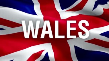 Galler 'de İngiliz bayrağı dalgalanırken rüzgar görüntülerinde Full HD arka plan. ardiff UK Flag arka planı. Swansea Birleşik Krallık Bayrak Döngüsü Kapanışı 1080p 1920X1080 görüntü. Birleşik Krallık Londra bayrağı