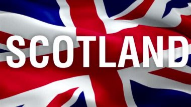 İskoçya 'da İngiliz bayrağında rüzgarda sallanan yarım beyaz arka planda mesaj var. Glasgow UK İngiliz Bayrağı geçmişi. Edinburgh Birleşik Krallık Bayrak Döngüsü Kapanış görüntüsü. İngiltere Londra ülke bayrakları film, haber videoları