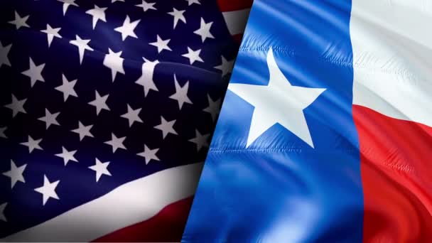 텍사스 국기흔들기 미국제 손흔들고 텍사스 바다없는 애니메이션 해상도 백그라운드 플래그 — 비디오