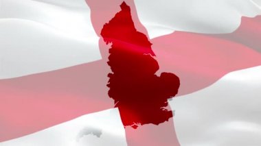 İngiltere haritası bayrak sallıyor. Ulusal 3D İngiliz haritası el sallıyor. İngiltere 'nin arka plan kusursuz döngü animasyonunun işareti. İngilizce harita işareti HD çözünürlük arkaplanı. İngiliz Bayrağı arkaplanı. İngiliz bayrağı 1080p Tam HD video