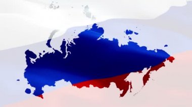 Rus haritası. Ulusal 3D Rus Haritası bayrağı dalgalanıyor. Rusya 'nın kusursuz döngü animasyonunun işareti. Rus bayrağı HD çözünürlük arka planı. Ruslar sunum için 1080p Tam HD video
