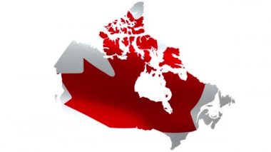 Kanadalı harita videosu rüzgar haritası arka planında metin için dalgalanıyor. Gerçekçi Kanada Vancouver Flag geçmişi. Kanada Bayrak Döngüsü Kapanış Görüntüsü. Kanada Montreal 'in film ve haber videoları.