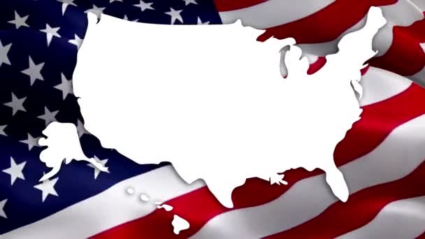 Verenigde Staten Van Amerika Kaart Zwaaien Vlag Video Gradiënt Achtergrond — Stockvideo