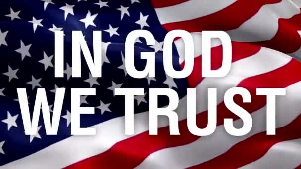 God Trust Auf Flaggenvideo Das Wind Weht Flagge Der Vereinigten — Stockvideo