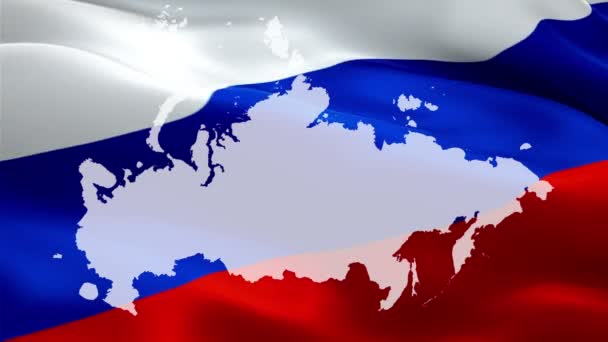 Drapeau Fédération Russie Carte Agitant Dans Vent Vidéo Full Carte — Video