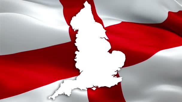 Mapa Inglaterra Ondeando Bandera Nacional Inglés Mapa Ondeando Signo Inglaterra — Vídeos de Stock