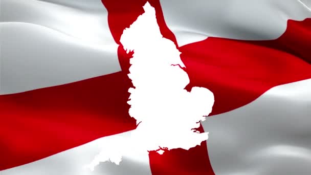 Angleterre Carte Agitant Drapeau National Carte Anglaise Ondulant Signe Animation — Video