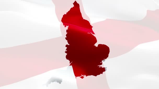 England Karte Schwenkt Flagge Nationale Landkarte Winkt Zeichen Von England — Stockvideo