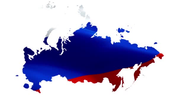 Mapa Bandera Rusia Ondeando Bandera Mapa Nacional Ruso Ondeando Signo — Vídeo de stock