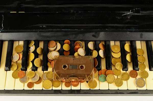 Foto Primo Piano Dei Tasti Del Pianoforte Tastiera Musicassette — Foto Stock