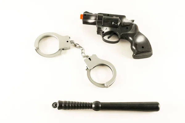 Foto Foto Polícia Pistola Arma Equipamento Brinquedo — Fotografia de Stock