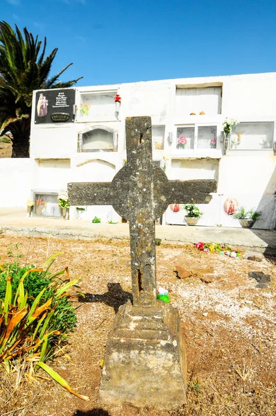 Typisch Spanischer Mittelmeerfriedhof Auf Gomera Kanarische Insel — Stockfoto