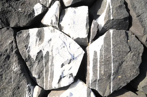 Textur Gray Rock Ancient Wall Gjord Vulkaniska Stenar Och Droppande — Stockfoto