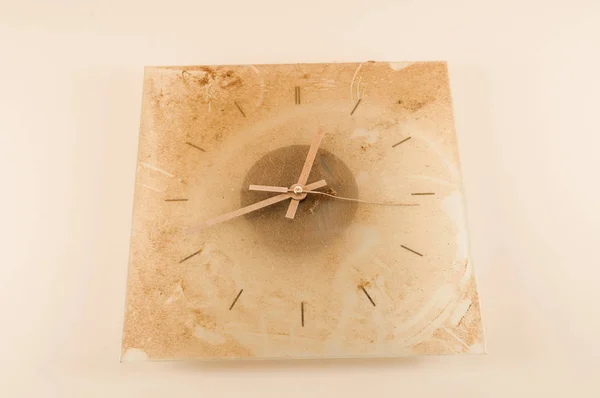 Close Dirty Clock Object White Background — Stock Photo, Image