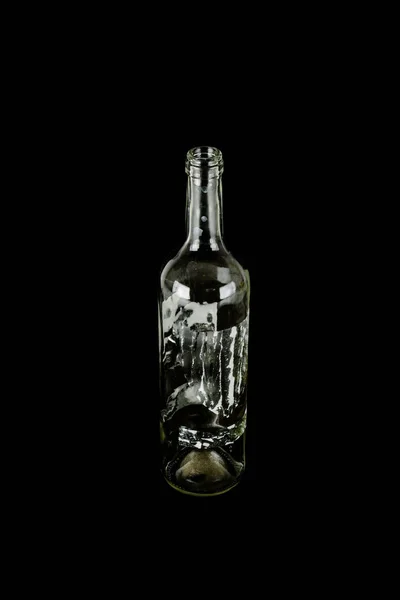 Prázdné Skleněné Láhve Izolované Černém Pozadí — Stock fotografie