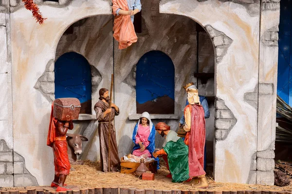 Weihnachtskrippe Mit Jesuskind Maria Josef — Stockfoto