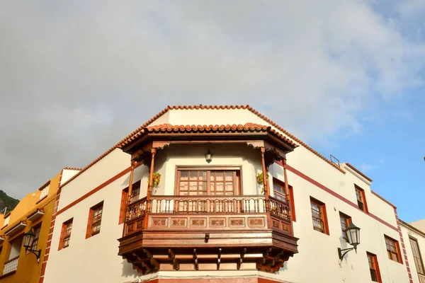 Foto Del Balcone Legno Delle Canarie Stile Classico — Foto Stock