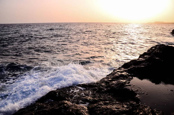 Strong Waves Crashing Vulcanic Coast Tenerife Canary Islands — Stock fotografie