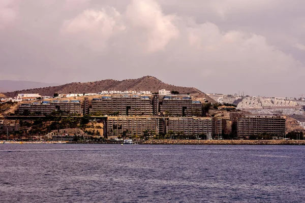 Landschaft Aus Spanischer Sicht Arguineguin Gran Canaria Tropische Vulkanische Kanarische — Stockfoto