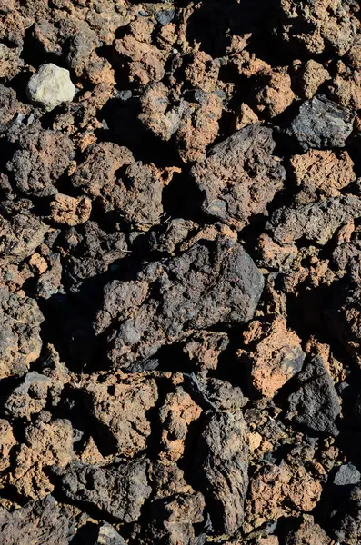 Textura Půdy Černých Vulkanických Kamenů Lanzarote — Stock fotografie