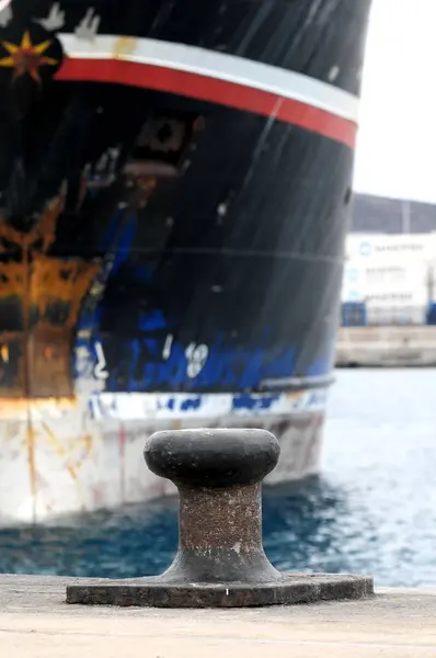 Amarre Oxidado Muelle Islas Canarias España — Foto de Stock