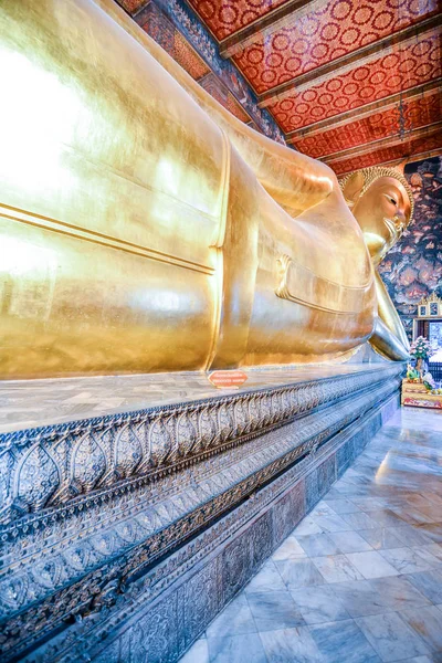 Fekvő Buddha Wat Pho Pho Temple Bangkokban Thaiföldön — Stock Fotó