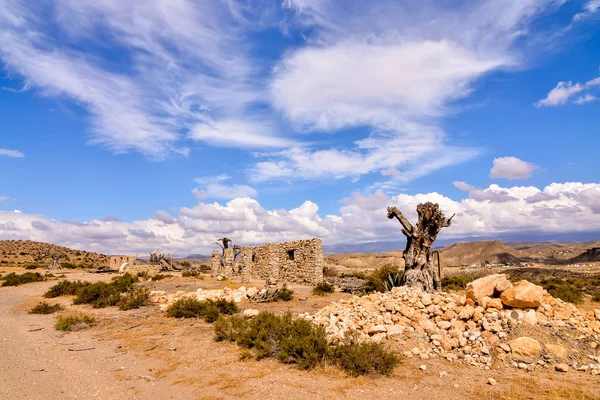 Widok Pustynię Tabernas Prowincji Almeria Hiszpanii — Zdjęcie stockowe