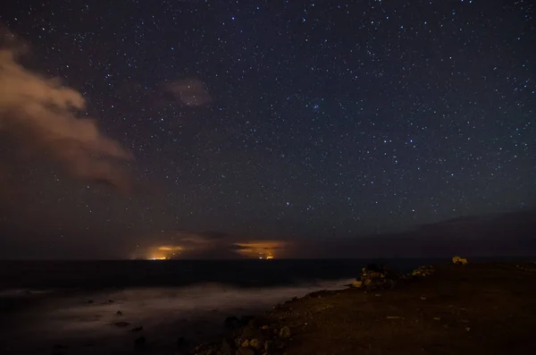 Céu Noite Estrelado Com Monte Estrelas Fundo — Fotografia de Stock