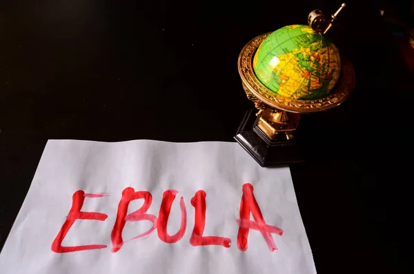 Texto Ebola Palavra Escrito Com Sangue Livro Branco — Fotografia de Stock