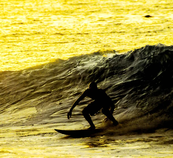 Silhouette Surfer Atardecer Tenerife Islas Canarias España —  Fotos de Stock