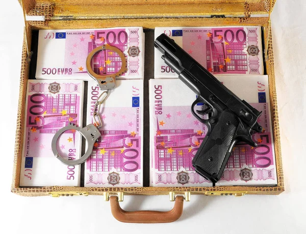 One Suitcase Full Pink 500 Euros Banknotes — Stock Photo, Image