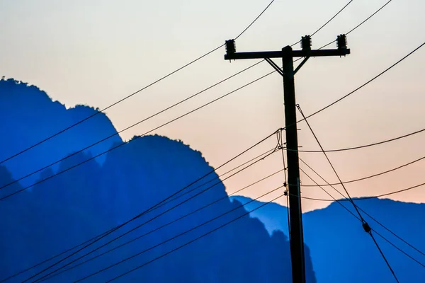 Electric Pole Och Sladdar Vackra Foto Digital Bild — Stockfoto
