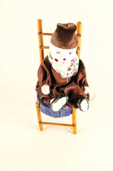 Photo Pierrot Toy Doll White Background — Stock Photo, Image