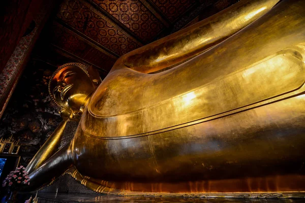 Ležící Buddha Chrámu Pho Wat Pho Bangkoku Thajsko — Stock fotografie