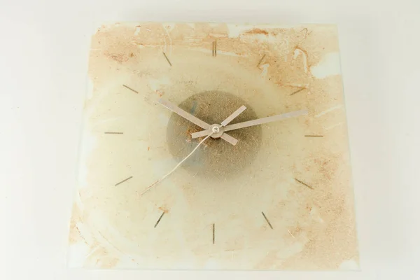 Close Vintage Analogic Dirty Clock Object White Background — Stock Photo, Image
