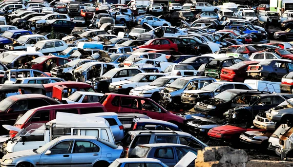 Scrap Yard Pile Crushed Cars Tenerife Canary Islands Spain — Stock Photo, Image