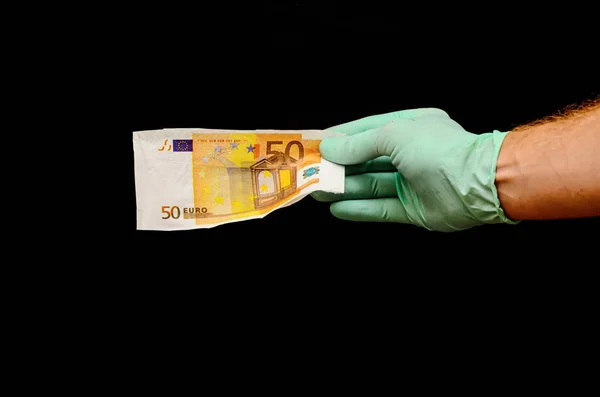 Banconote Euro Europee Moneta Mano Destra — Foto Stock