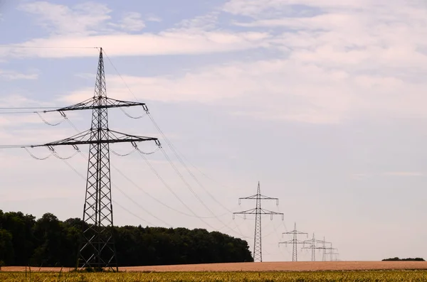 Hoogspanning Elektrische Transmissietoren Energie Pylon — Stockfoto