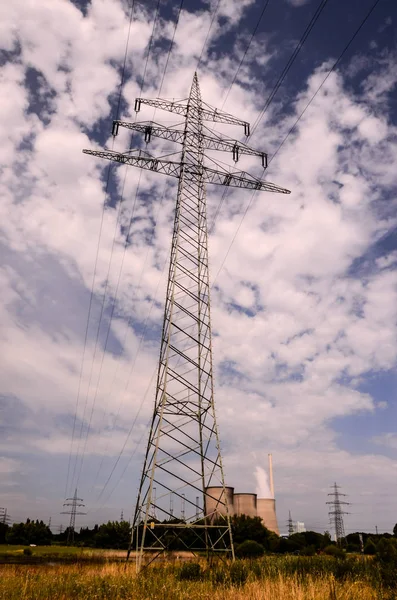 Hoogspanning Elektrische Transmissietoren Energie Pylon — Stockfoto