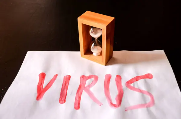 Slovní Virus Text Napsaný Krví Bílém Papíru — Stock fotografie